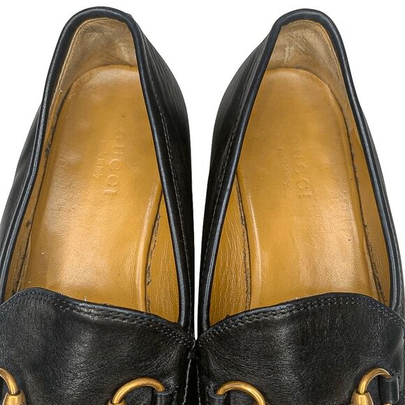 Gucci Jordaan Horsebit Loafers EU 36 US 6 Black Leather Flat Slip On Shoes - Picture 8 of 11